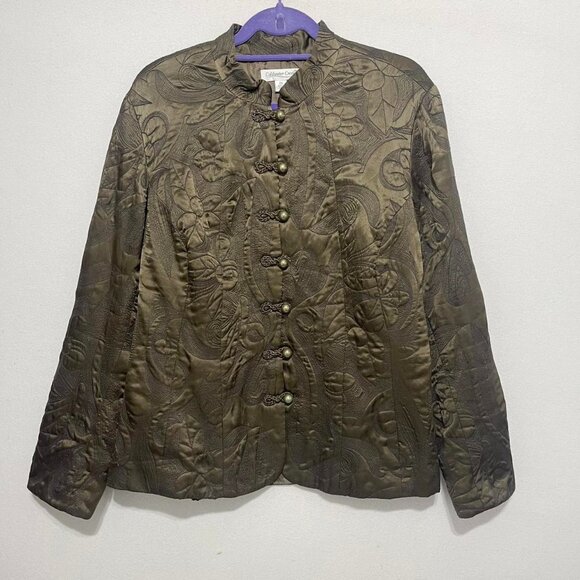 Vintage quilted silk jacket size 2X - Picture 1 of 8